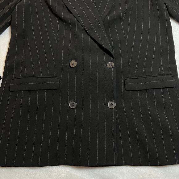 Express Double Breasted Pinstripe Blazer Size Medium Classic Office Professional - Picture 5 of 10